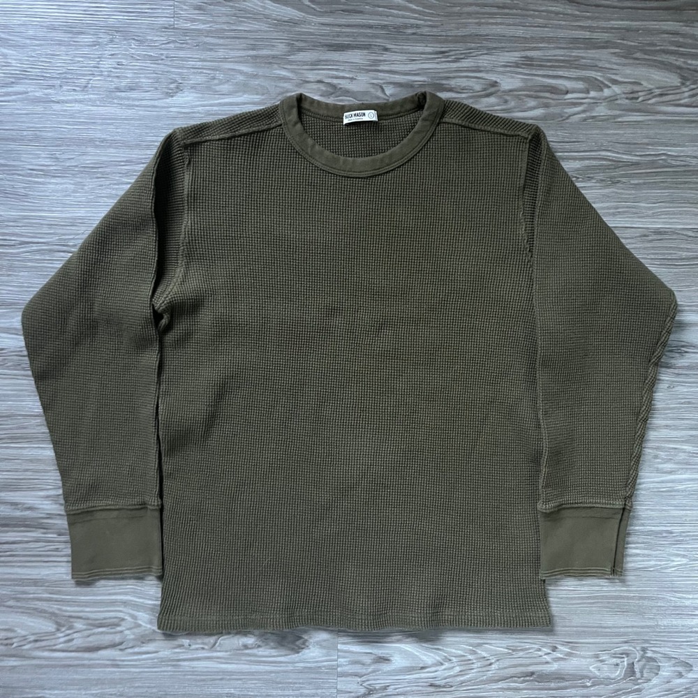 Buck Mason Mens Olive Waffle Knit Thermal Long Sleeve Shirt BM11292.902 L